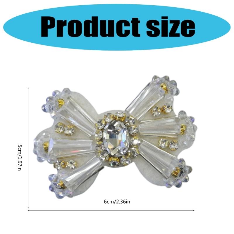 5 Pcs Rhinestones Bows Patches Lovely Decorative Patches Bowknot Patches Sewing Patches for Clothes Hat Shoes Hairpins