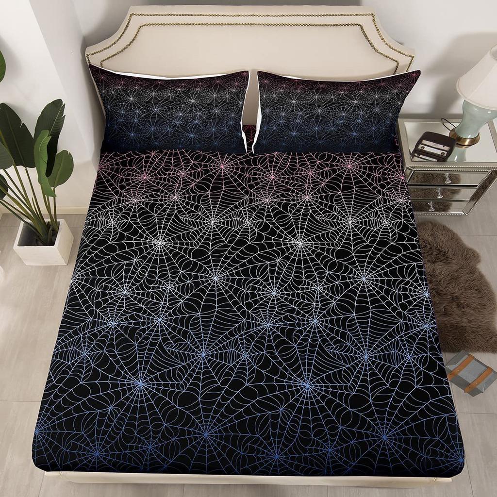 Spider Web Personality Pattern Bed Hat Four-Piece Bedding Set Bedroom Dormitory Bedding Decoration