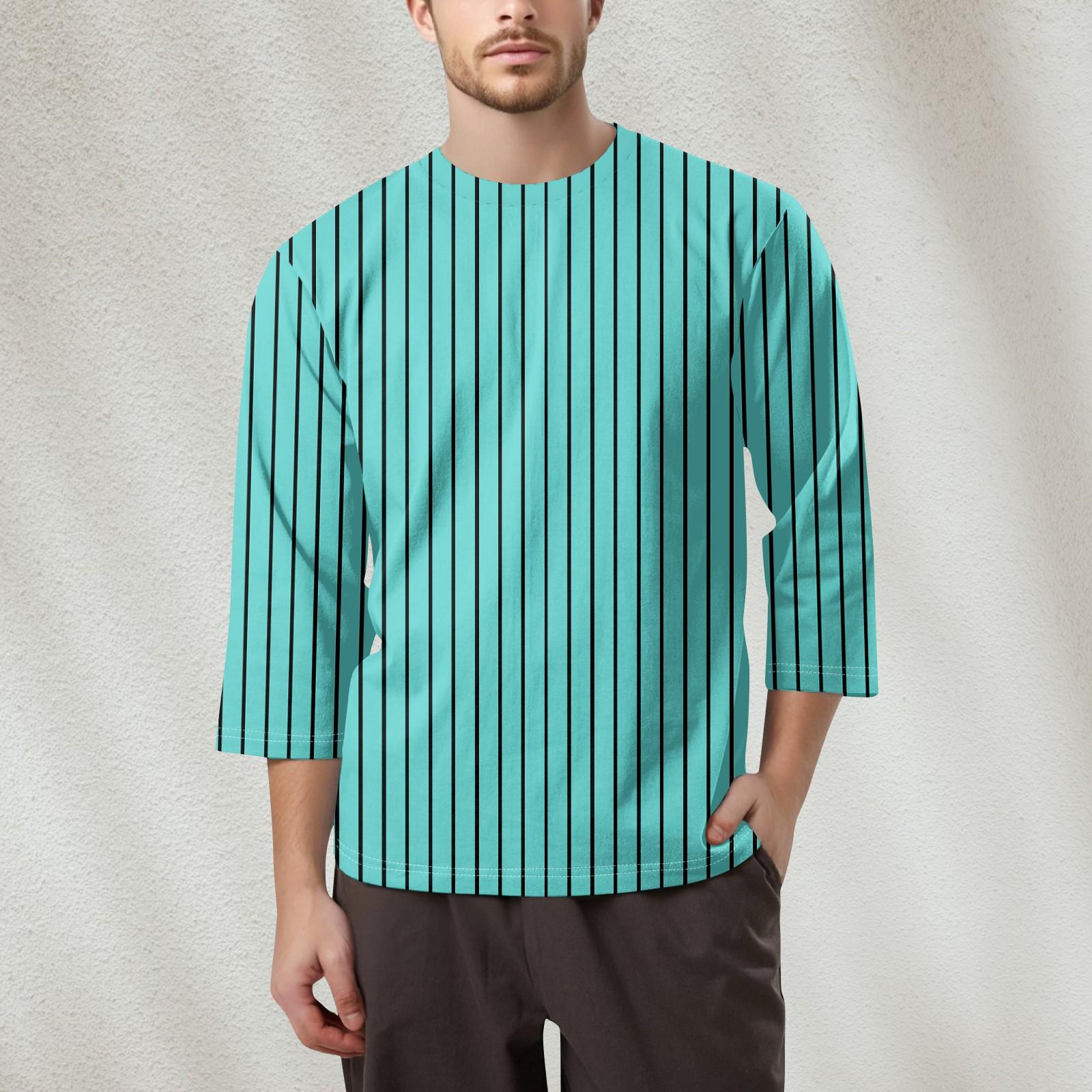 

Мужская модная футболка с круглым вырезом и рукавом 3/4 M