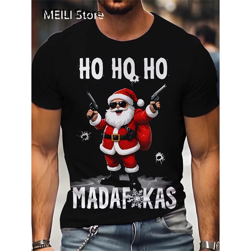 Christmas 3D Santa Claus Print T Shirt for Men Casual Short Sleeve Tee Shirts Fashion O-Neck Top New Year Gift Oversized T-Shirt