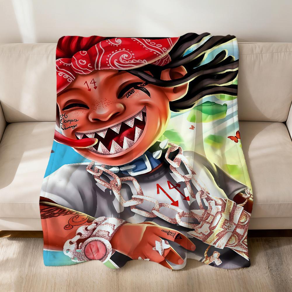 Singer Cool Pop Art T-Trippie R-Redd Flannel Soft Warm Plush Blanket Sofa Living Room Pet Hogar Bedroom Gift Home Car Portable