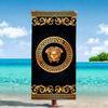 Goldener Barock Medusenhaupt Griechische Schlüssel 2D Handtuch, Schnelltrocknende Mikrofaser für Strand Picknick Fitnessstudio