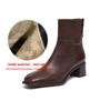 Krazing Pot Sheepskin Autumn Winter Shoes Thick Heels Size 42 Square Toe Zipper Knitwear Vintage Ankle Boots