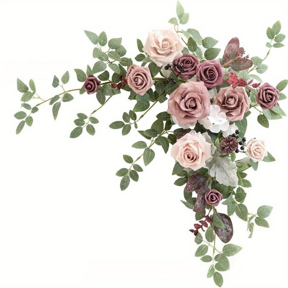 1 Stück Simulation Hochzeit Künstliches Willkommensschild Rosenblütenanhänger für Outdoor Hochzeitszeremonie Empfangseingang Party Bankett Staffelei Wanddeko