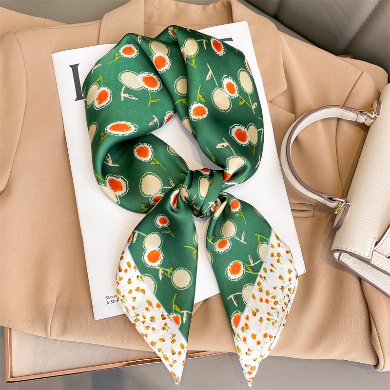 Women Silk Leopard Print Square Scarf Luxury  Female Beach Stoles Echarpe Satin Headband Shawl Wraps Bandana