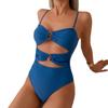 1011 Spring and Summer New European and American One-piece Swimsuit Plain Hollow Design Sexy Beach Vacation One-piece Woman