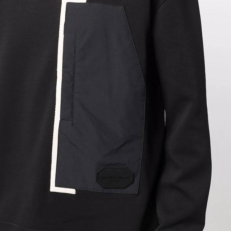 Emporio Armani FW21 Front Small Pocket Round Neck Pullover Sweatshirt Men Sweatshirt Black 6K1M87-1JHSZ-0999
