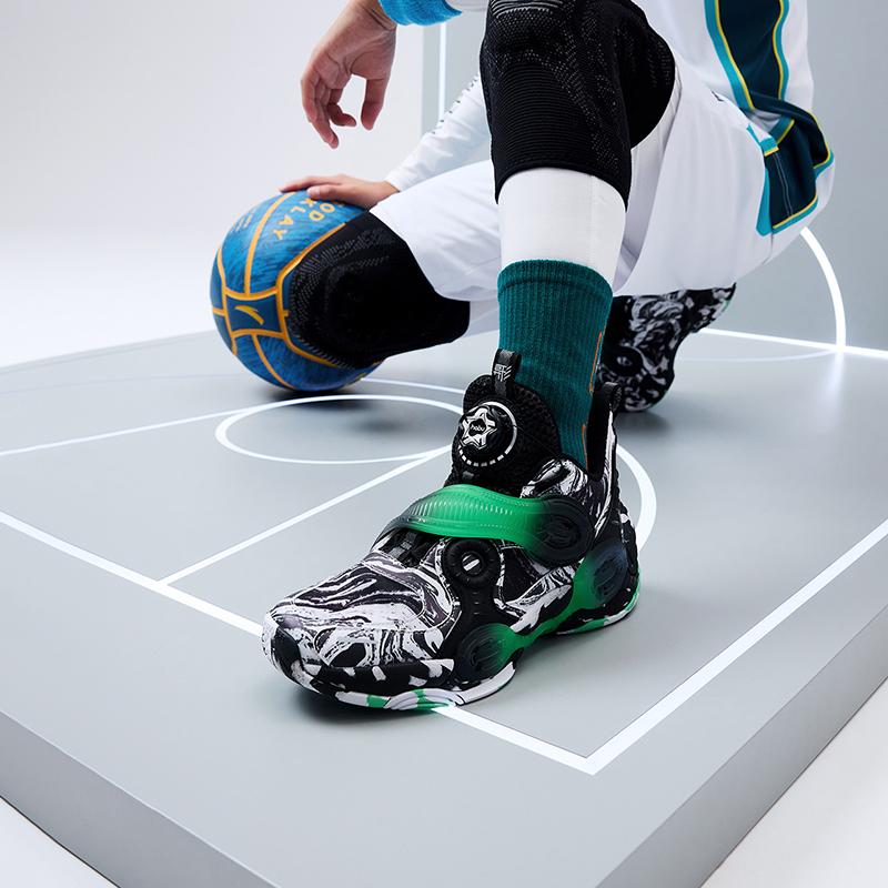 Anta Big Kids  Children Shape 2.0 Round Head Comfortable Shock Absorption Wear Resistant Mid Top Basketball Shoes Kids Basketball Shoes 312231115-5