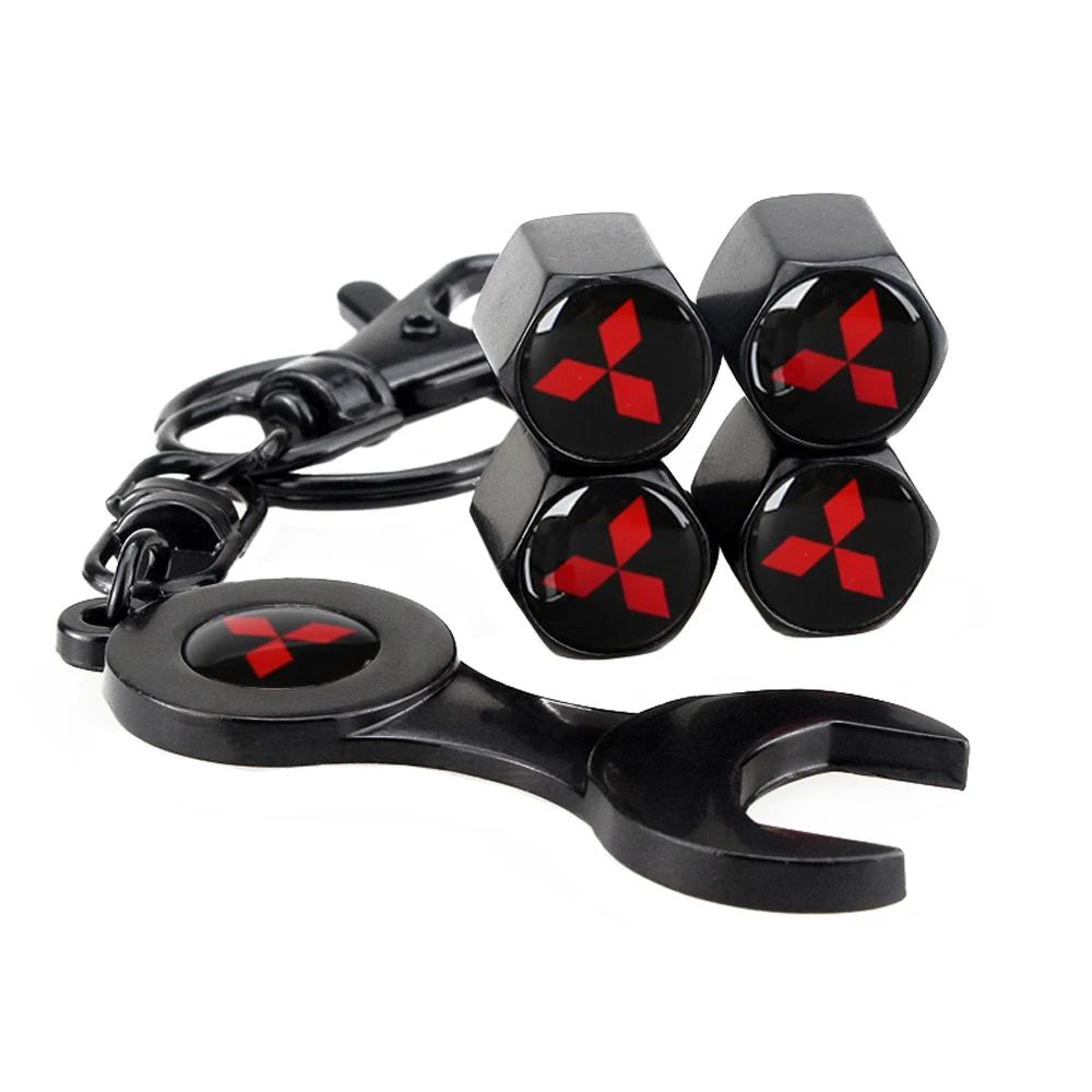 

Car Wheel Tire Valve Caps Covers with Keychain for Mitsubishi Ralliart ASX EVO Grandis Delica Pajero Galant Ex V33 Eclipse