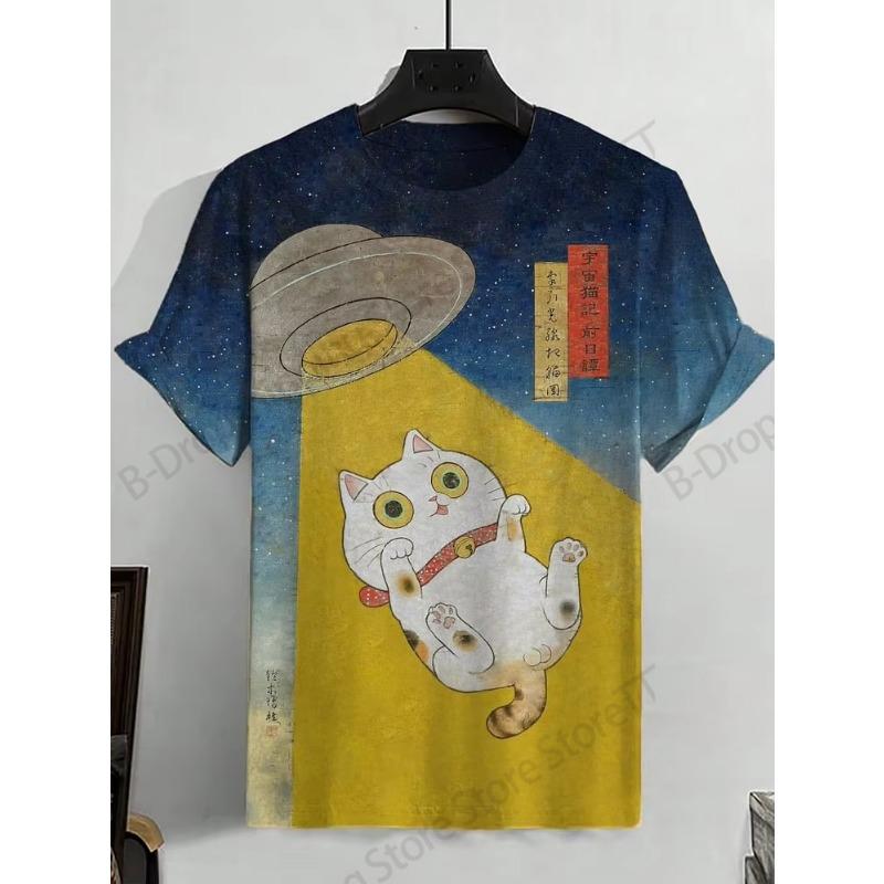 Men's summer 3D vortex printed T-shirt with fashionable psychedelic dizziness pattern trend round