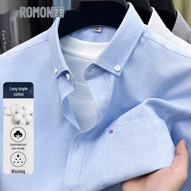 ROMON Men s Breathable Wrinkle-Resistant Long Sleeve Shirt 44