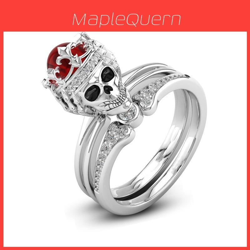 Women Skull Rings Inlay Unique Punk Ring Beautiful Skeleton Jewelry Collection**