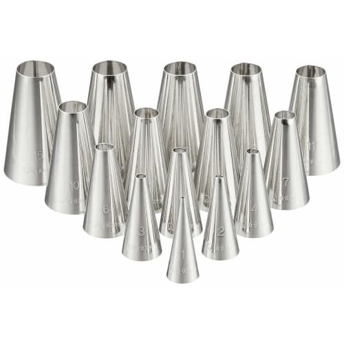 Endo Shoji Commercial Cased Nozzle Set, Round, No. 1-No. 15 (15-Piece Set), 18-8 Stainless Steel, Made In Japan, WKT40