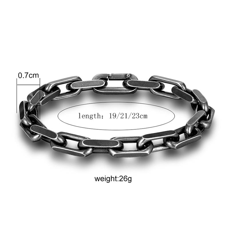 

Fashion Rectangle Chain Link Men Bracelet Punk Stainless Steel Motorcycle Bracelets Male Jewelry with Double S Clasp 23cm