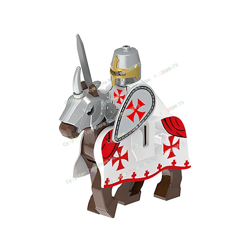 

Середньовічна військова кавалерія коні хрестоносців бойовий кінь тевтонські лицарі тамплієри будівельні блоки цеглинки іграшки для дітей X0317