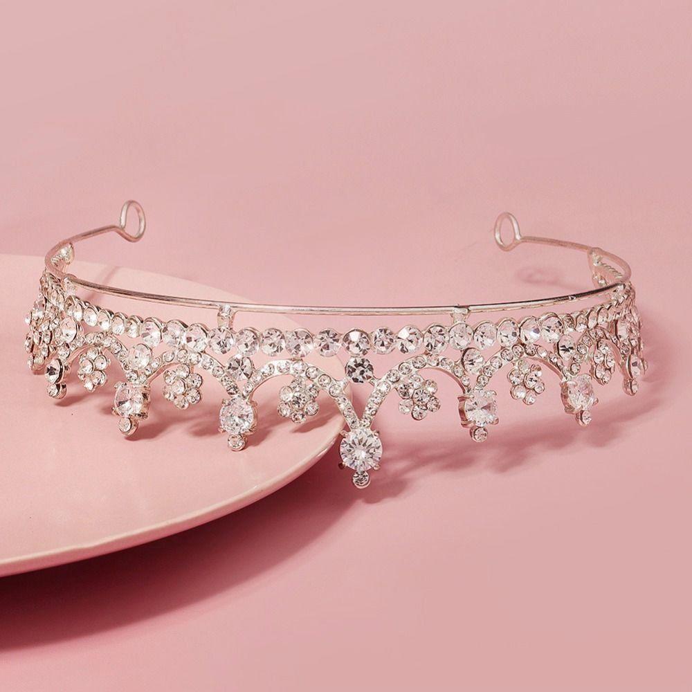 Zircon Crystal Bridal Crown Shiny Princess Tiara Wedding Hair Jewelry  Hair Jewelry Accessories