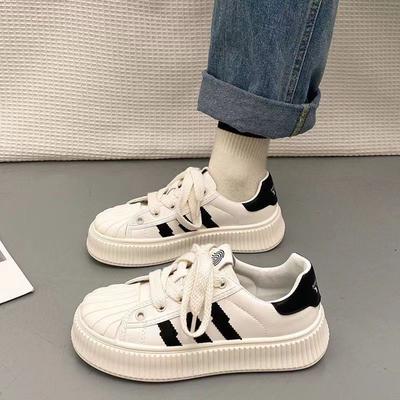 Little White Shoes Women's Ins Tide Spring and Autumn New Hong Kong Style Casual Board Shoes Platform Biscuit Shoes