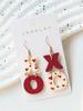 1 Pair Painted XO Heart Print Earrings, Elegant & Sexy Earrings, Soft Ceramic Texture, Valentine's Day Gift