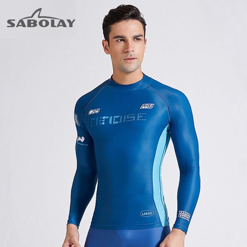Mens Long Sleeve UPF 50 Rash Guard Swim Shirt Board Shorts Set Snorkeling Surfing Swimming