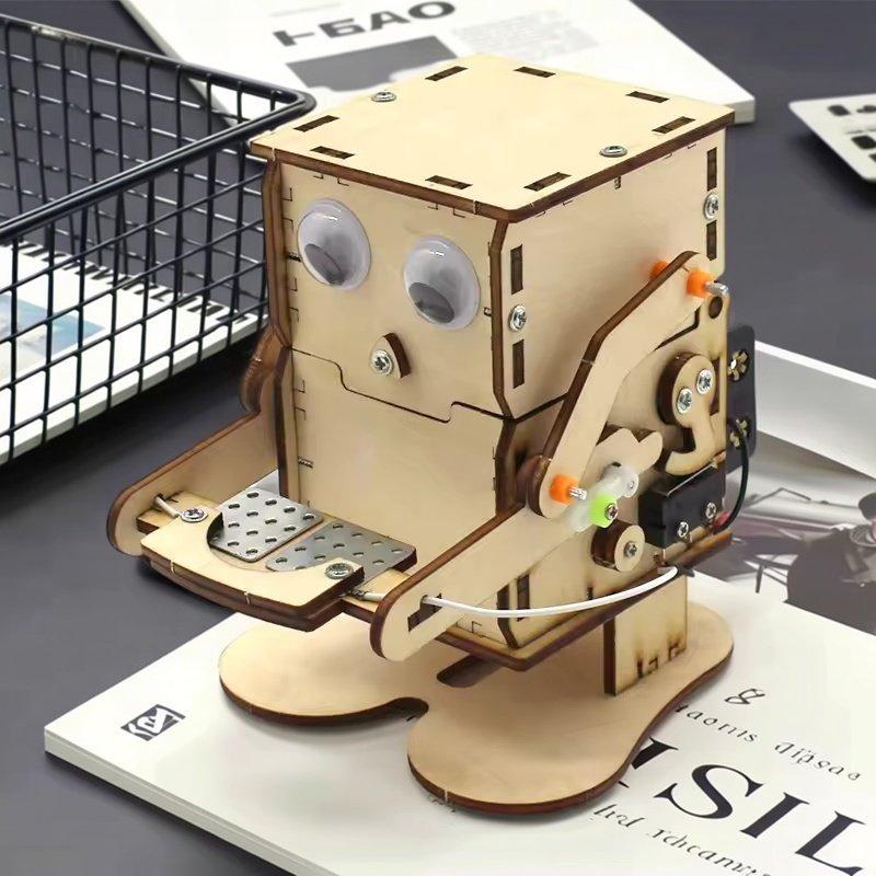 DIY Coin Eating Robot Wooden Model Kit - STEAM Project Children's Science Experiment Education Teaching Assembly Toy