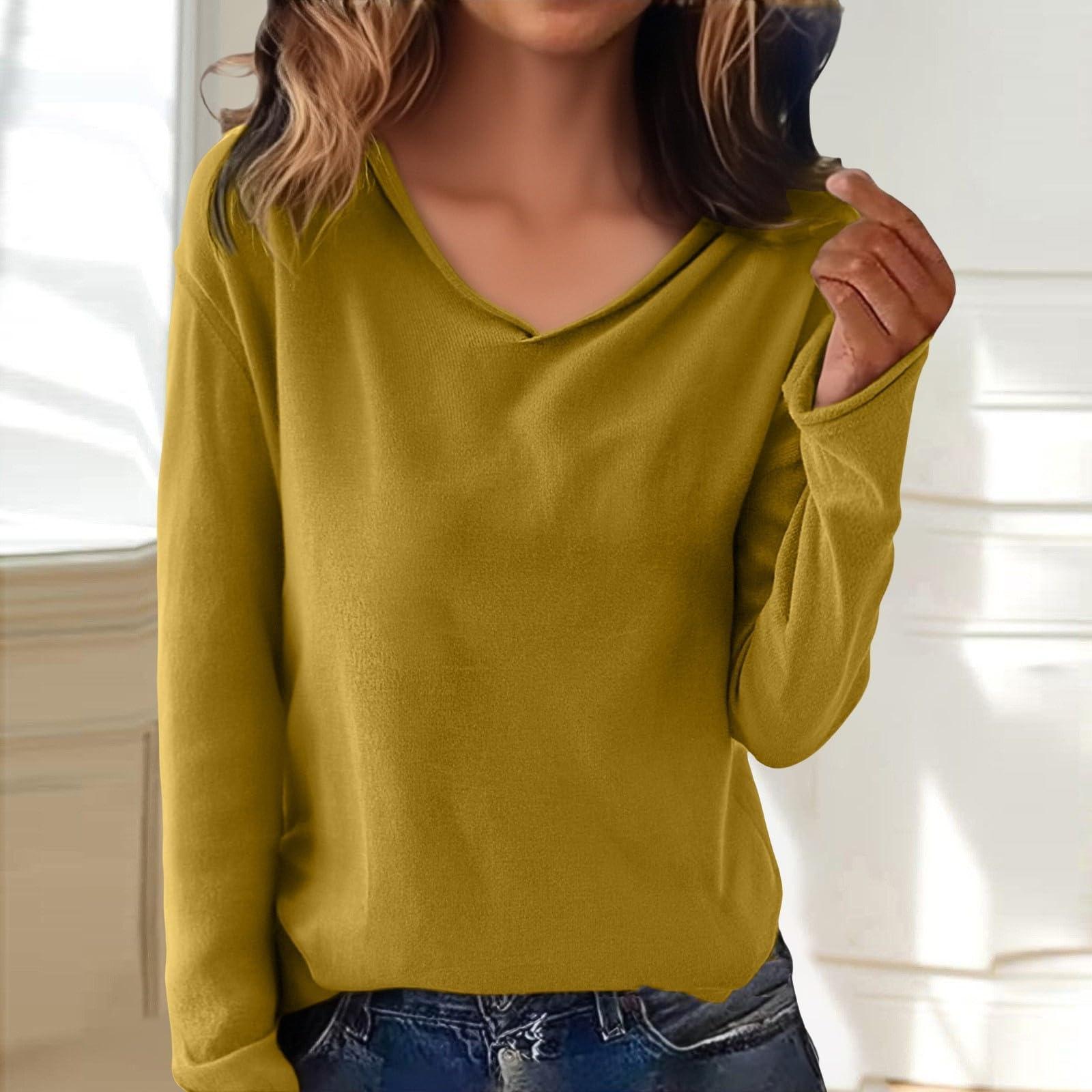 

Women s Fashion Casual V-neck Warm Knitted Sweater Solid Color Long-sleeved Top XXL