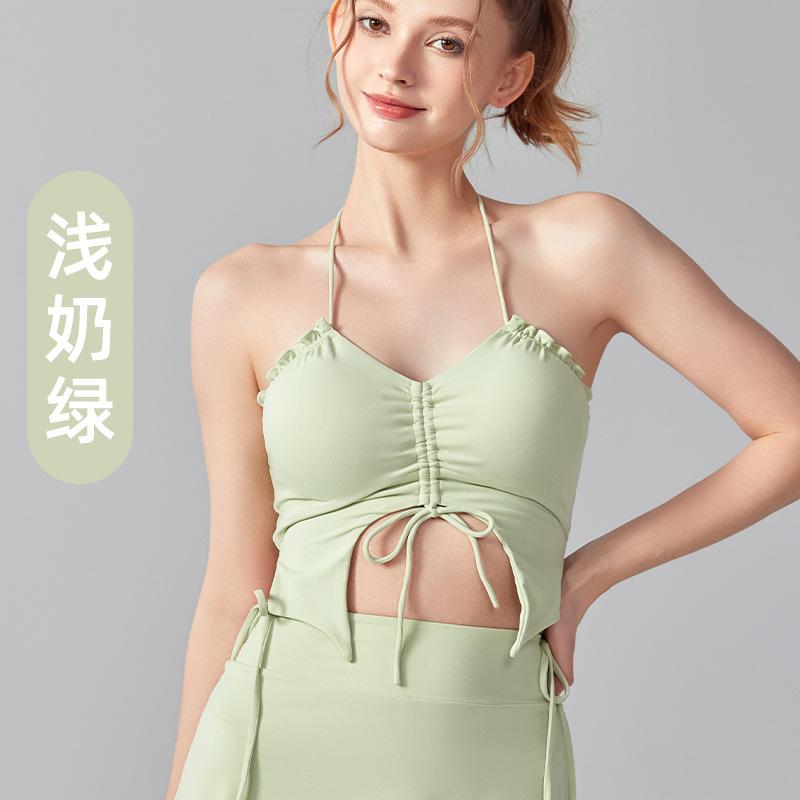 Yoga vest female sexy pure desire butterfly shape bikini gathering sports underwear fitness top S