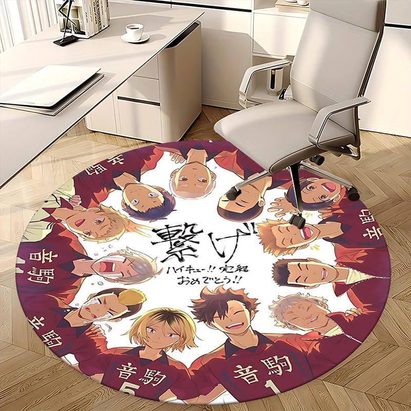 1pc Haikyuu!! Kageyama Tobio Anime Round Carpet - Office Chair Mat, Non-Slip Rug for Home Decor, Seasonal Gift, Suitable for Office, Living Room, Bedr
