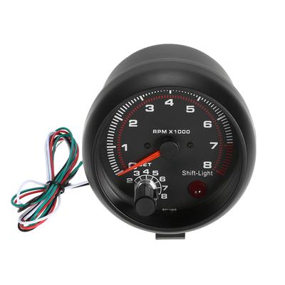 Tacómetro negro Universal para coche de 3,75 pulgadas, indicador blanco, luz Inter Shift 0-8000 RPM