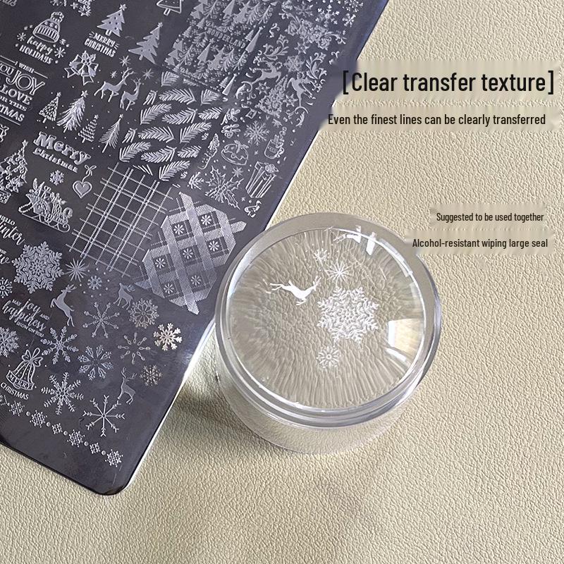 Nail Art Christmas Stamping Set: Elk, Snowflake, Tree, Santa & Balloon Patterns with Silicone Stamper