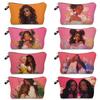 Women Black Girl Print Cosmetic Bag Toiletries Organize Travel Storage Case 6852