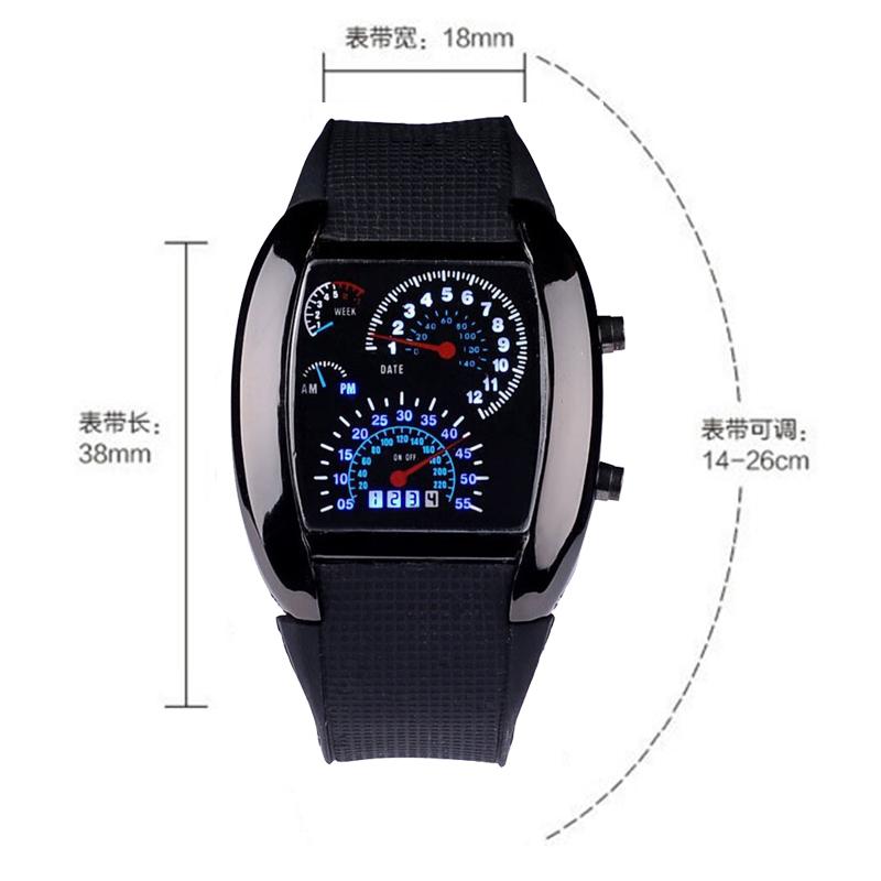 Fashion Men's Sports Wristwatch Set Racing Dashboard Dial Design LED Electronic Watch Creative Digital Watch Clock for Male Teen