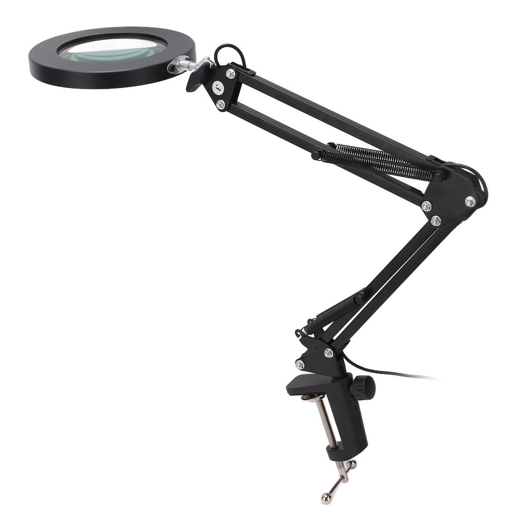 5X Magnifying Glass with LED Light Flexible Arm 10 Level Brightness 3 Colors Workbench Light with