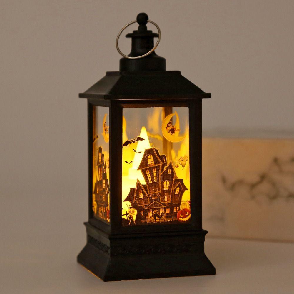 Witch Skull Castle LED Pumpkin Lantern Retro Halloween Wind Lantern  Party Supplies