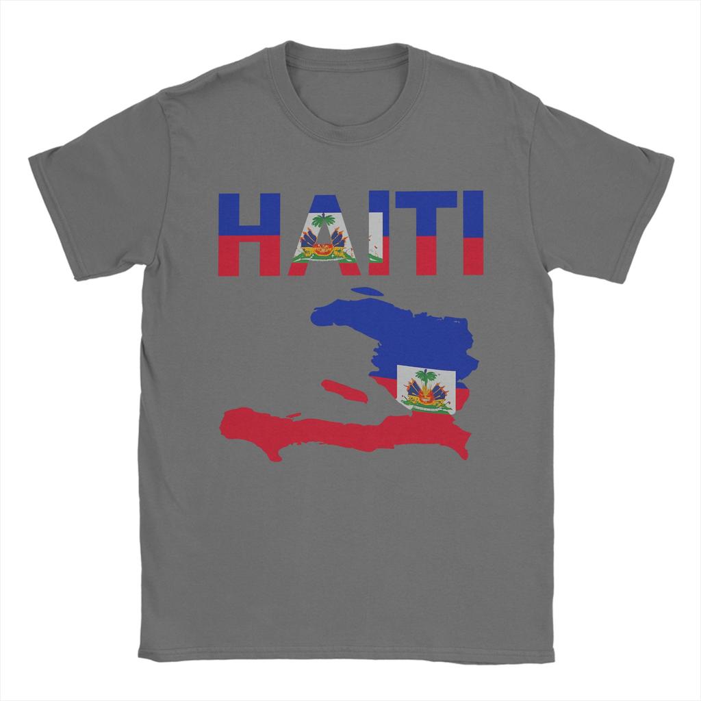 Herren T-Shirt Haiti Flaggentag von Haiti Vintage Baumwoll-T-Shirts Kurzarm-T-Shirts Rundhals-Oberteile Geschenkidee