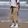 2026 Summer Shorts Fashion Retro Solid Color Casual Straight Leg Bag Medium Size Trousers Loose Wide Leg Shorts Men Plus Size