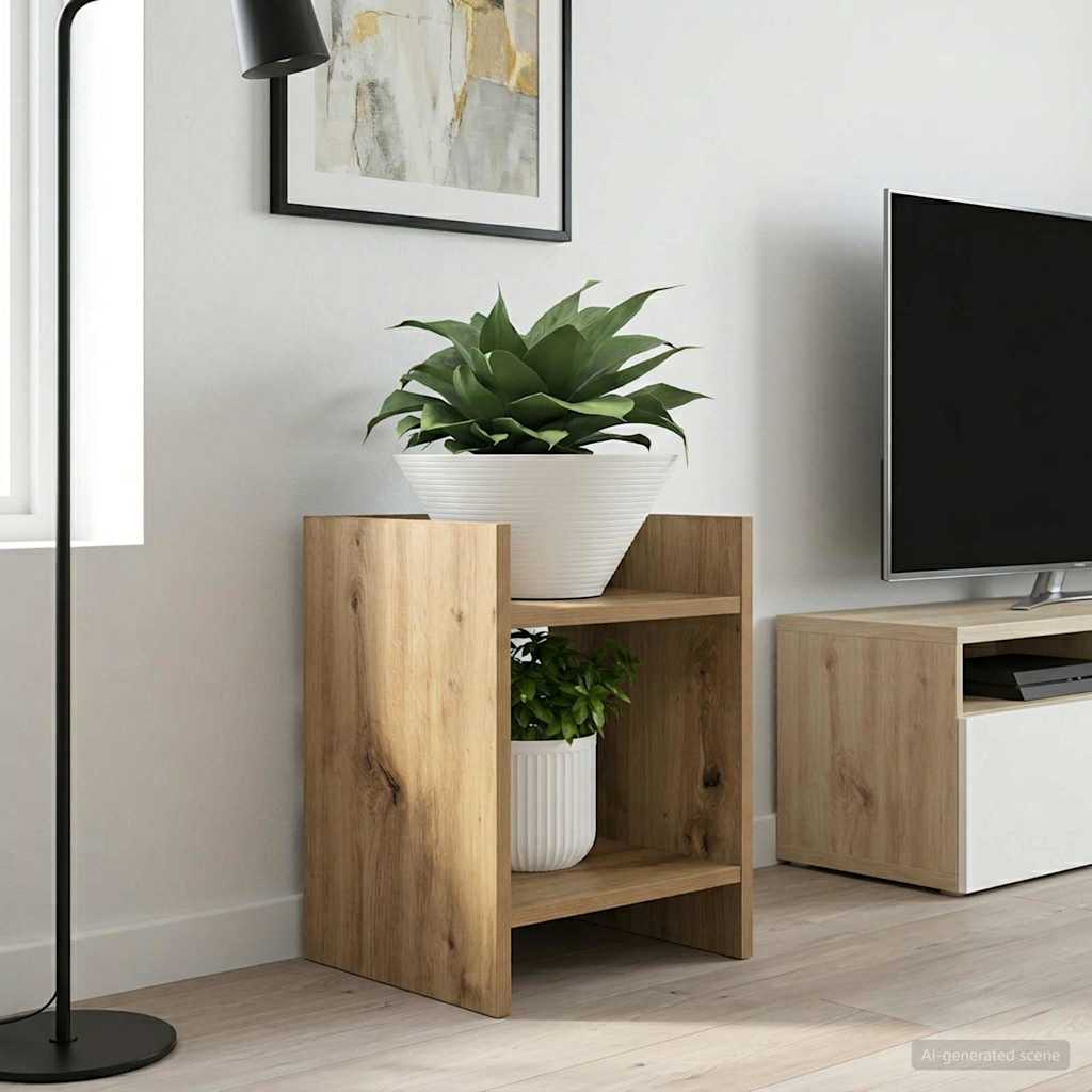 Plant Stand with Shelf 2 Pcs Artisan Oak 30 X 30 X 40 Cm