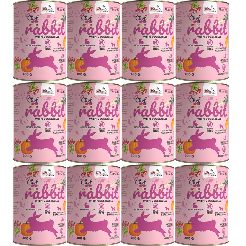 SYTA MICHA królik z warzywami Mokra karma dla psa puszka 12x400g