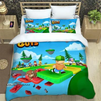 Set da letto 3D Gioco Cartone animato Stumble-guys Squisito Set di biancheria da letto Copripiumino Set piumino Letto