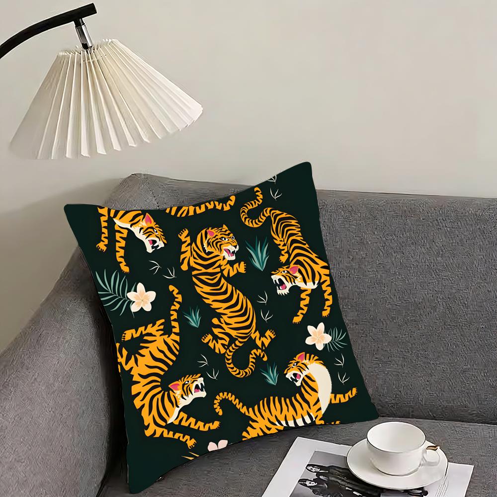 Animal Style Tiger Fashion Cushion Cover Pillowcase Ultra Soft Skin Friendly Fabric Cloud Like Comfort  Concealed Zipper