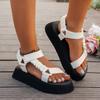 Fashion Casual Slippers Large Size Girls Sandals 2025 Summer Flat Women's Shoes Hemp Rope Set Foot Beach Sandals Outdoor Footwear