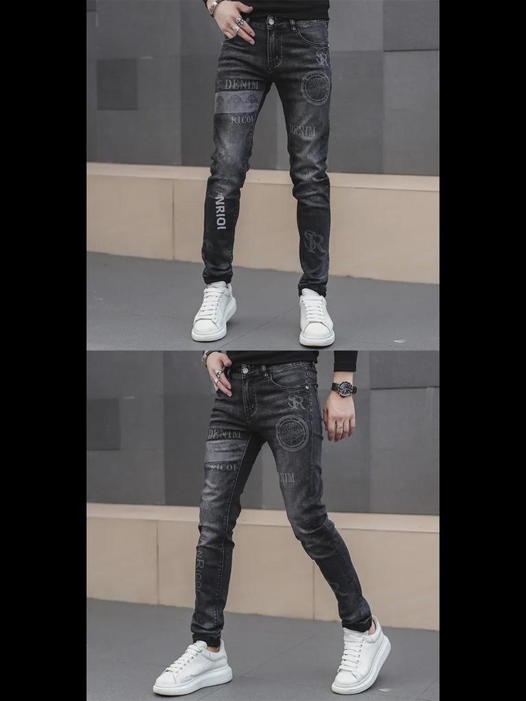 Jaro 2024 Evropské Pánské Světlé Džíny Slim Fit - Elastické Korejský Styl