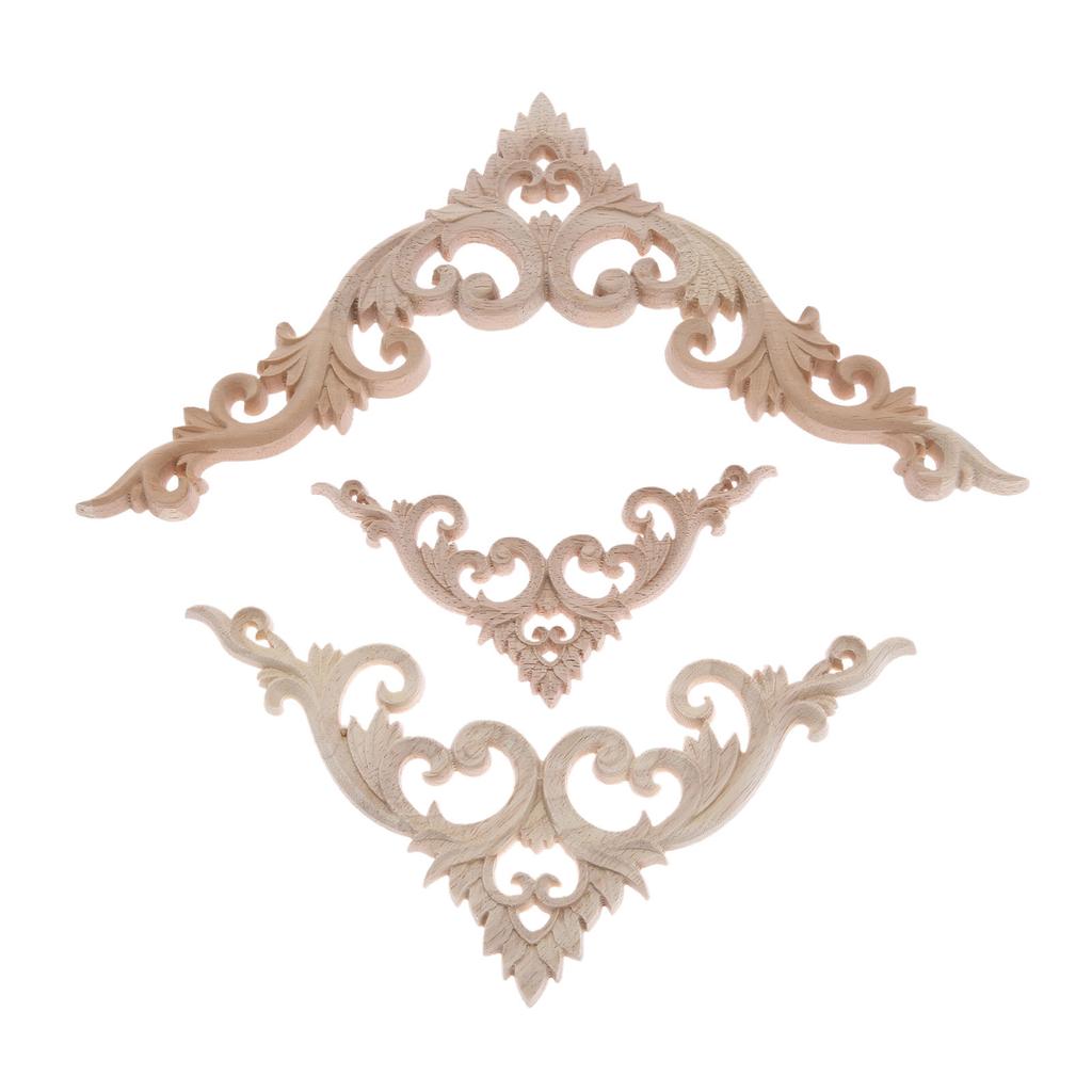 1pc 10/15/20cm Unpainted DIY Decorative Wooden Corner Carving Decals for Door Fireplace Dresser Cabinet Mirror Bed Mantel Decor