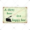 Tin Sign Garden Hoeing Aint Easy Flower Plant Sign Decor Funny Slogans Born with Plants Retro Look Metal Poster FarmhouseSign