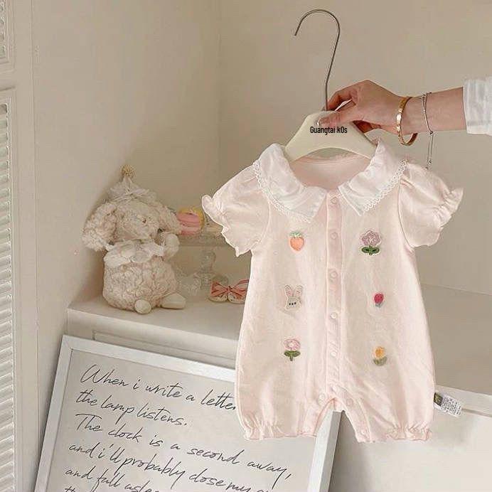 2025 Summer New Baby Girl Short Sleeve Romper - Sweet & Cute Outfit