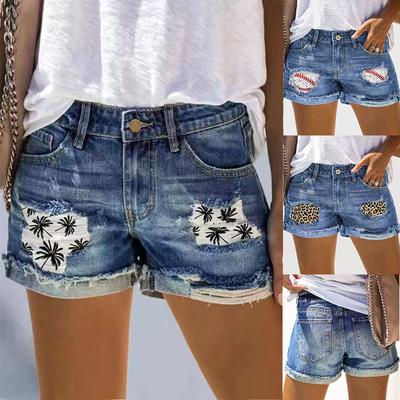 2024 Europejskie i amerykańskie jeansy z wysokim stanem i podartymi dziurami dla streetwearowych trendsetterów, szorty z nadrukowanym denim