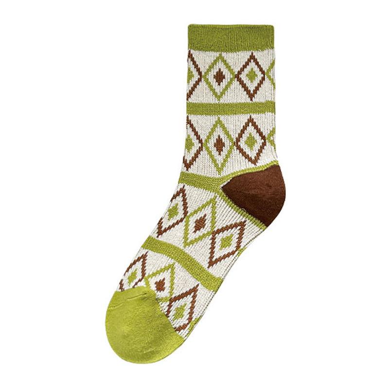 Designer Double Needle Double Road Women'S Cotton Socks Fashion Versatile Medium Tube Socks Striped Tide Socks