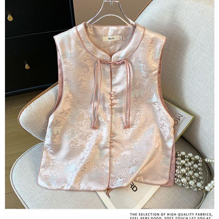 

Жилет Женский Текстурированный Топ Вышитый Жилет Женский Жилет Без Рукавов Прилив 3XL (recommended 138-75 kg)