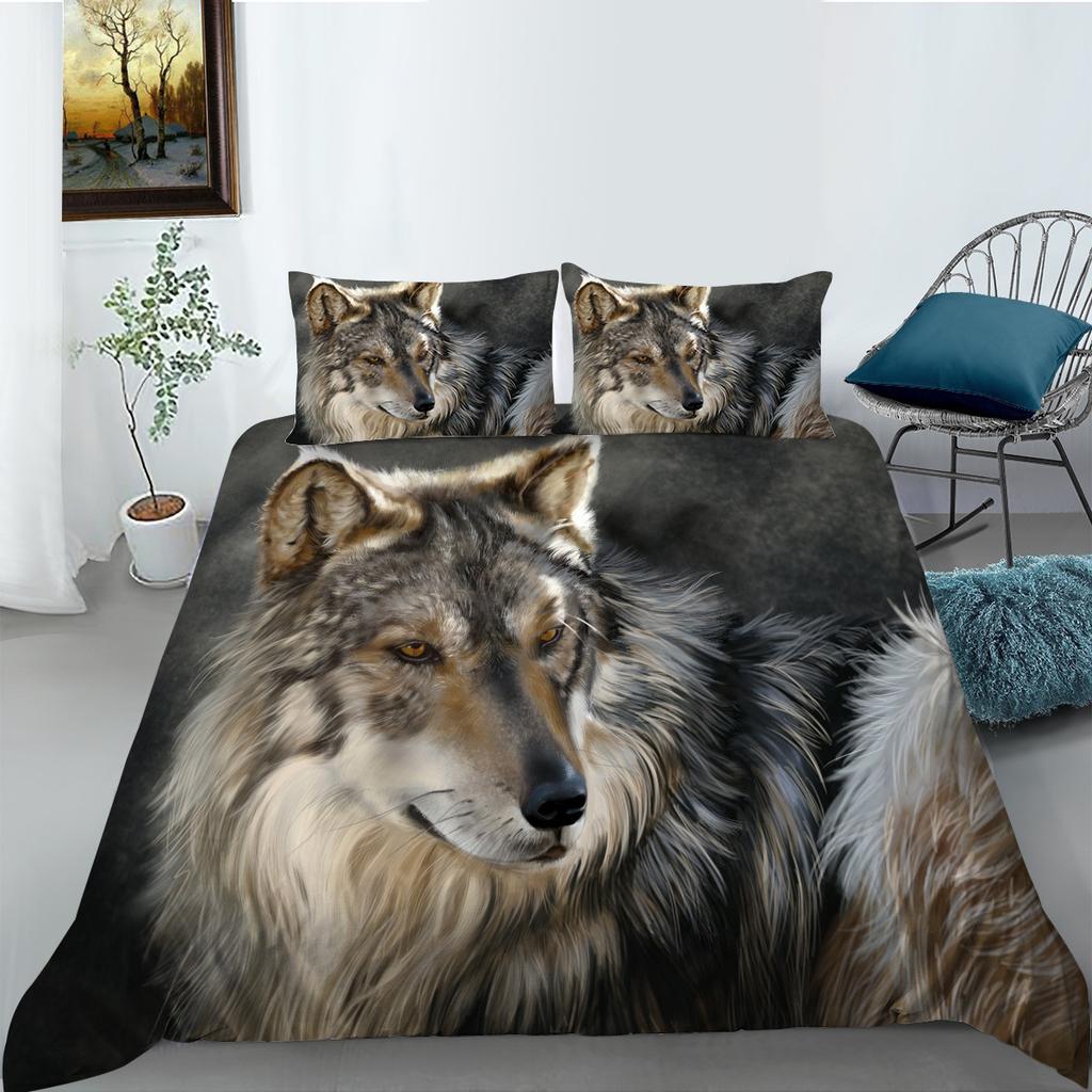 Polyester Bettwäsche Zwei- oder Dreiteilig Digitaldruck Wolf Serie