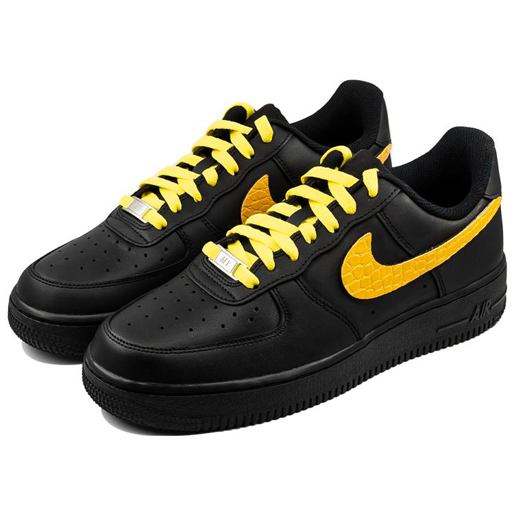 Nike Air Force 1 Gold Coast Slip Resistant Abrasion Resistant Low top Skateboard Shoes Women's Black Yellow DD8959-001(Team219-)
