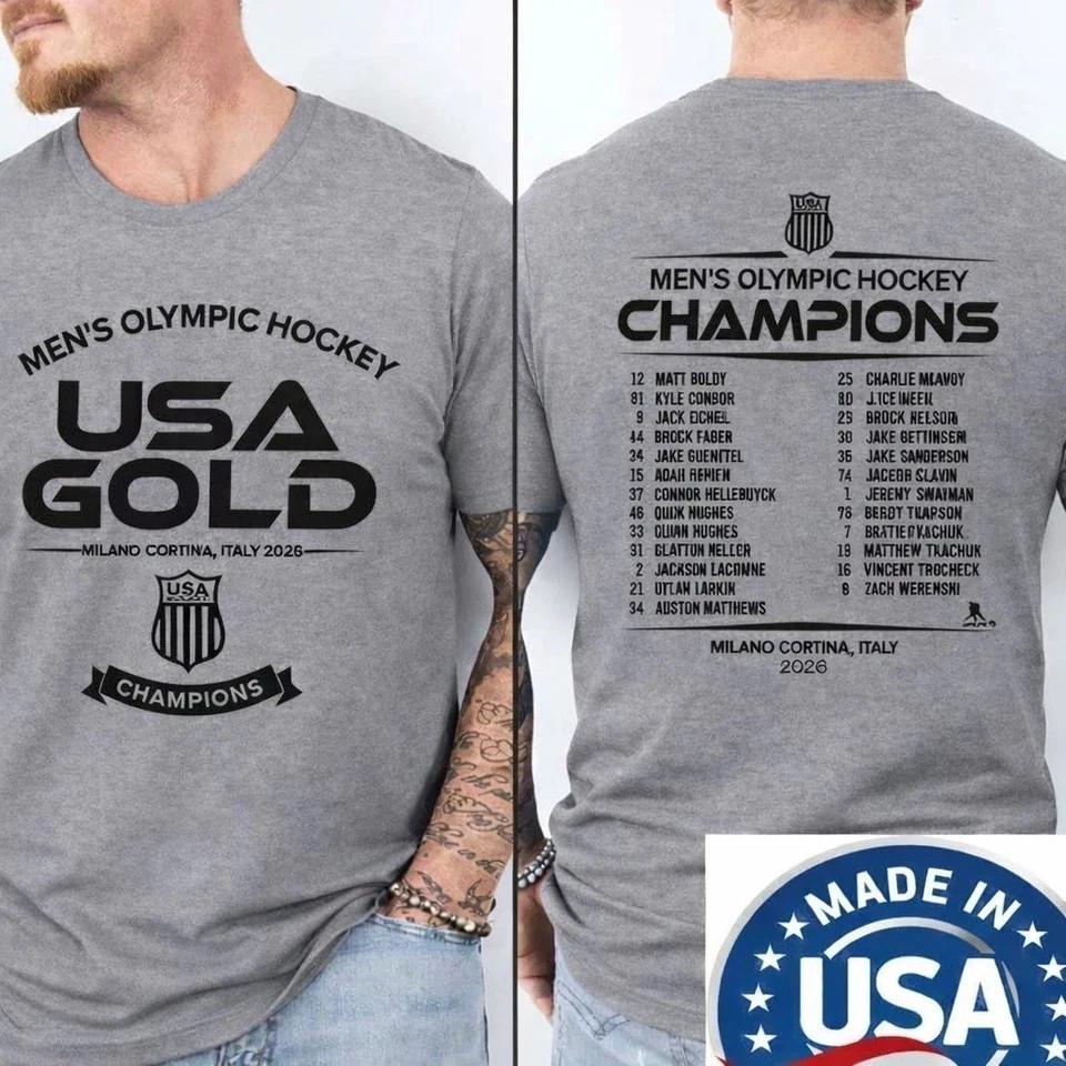Fastship Hockey USA Gold Medal TShirt USA Hockey Champions 2026 Unisex T-Shirt S